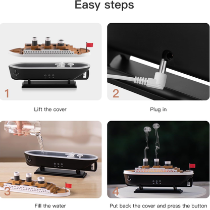 Humidificador inspirado en el Titanic con aromaterapia y decorativo