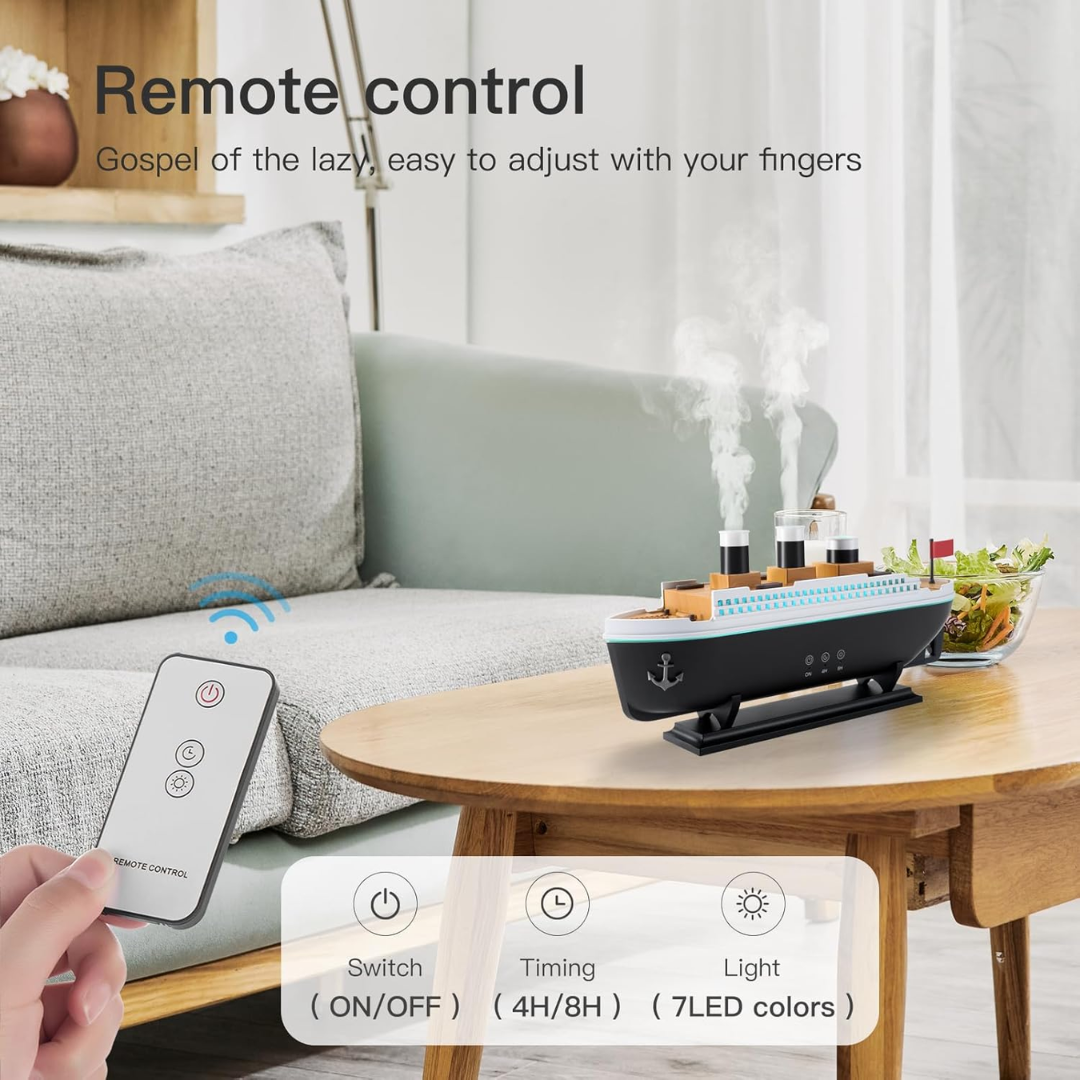 Humidificador inspirado en el Titanic con aromaterapia y decorativo